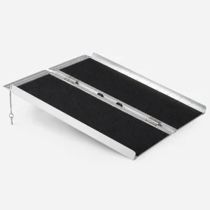 Aluminum folding wheelchair ramp with sandpaper