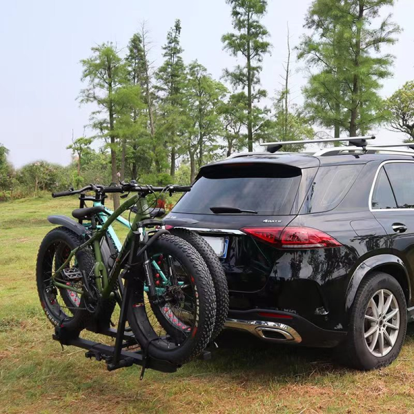 2 EBikes Folding Platform Hitch Mounted Ebike Rack For Suv Truck 5