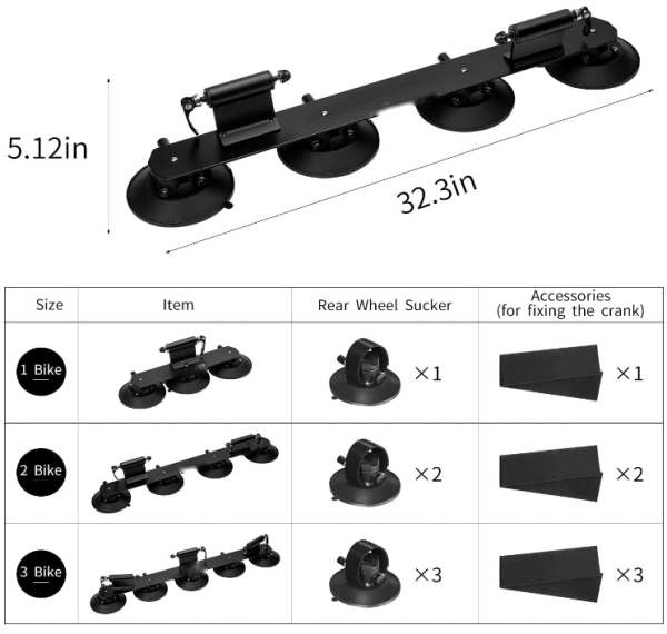 Custom Car Roof Bike Rack Suction Cup for 1,2,3Bikes