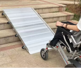 Center-Fold Multi-Purpose Wheelchair Ramp With Wheels