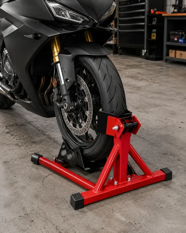 Detail of Motorcycle Front Wheelchock
